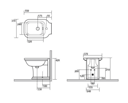 Биде напольное KERASAN Waldorf 4121K1bi/cr*1