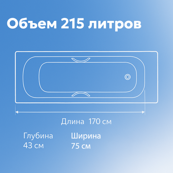 Ванна стальная Roca Princess 170x75 2202E0000 с отверстиями для ручек