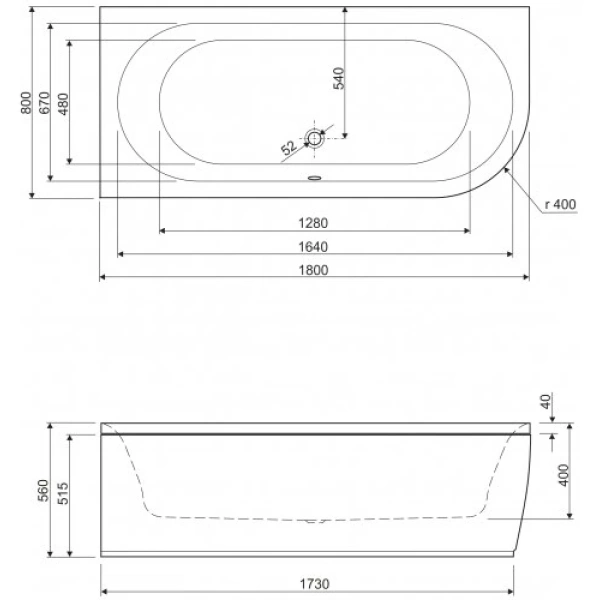 Панель фронтальная 180 L Cezares Metauro METAURO CORNER-180-SCR-L-W37