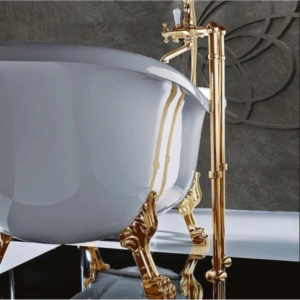 Ванна из литьевого мрамора Tiffany World TW176bi/oro 176x80 см, отдельностоящая, белый