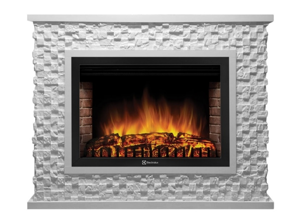 Портал Firelight Quadro 30 камень песчаник античный белый белая эмаль