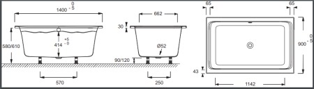 Акриловая ванна Jacob Delafon Capsule 140х90 E6D123-00