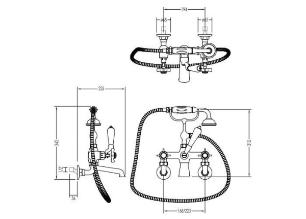 Смеситель для ванны Devon&Devon Coventry MARF20/MCR