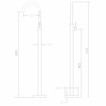 Смеситель для раковины Abber Wasser Kreis AF8141NG напольный никель