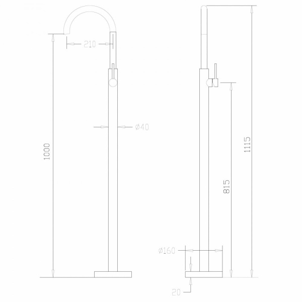Напольный смеситель для раковины Abber Wasser Kreis AF8141G золото матовое