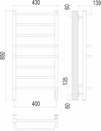 Полотенцесушитель электрический Terminus Евромикс квадро П8 400х850 4670078531247