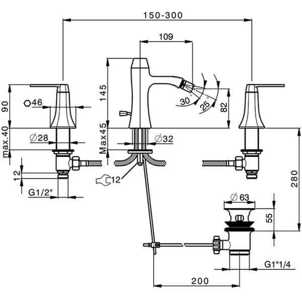 Смеситель для биде Cisal Cherie CF0012206T