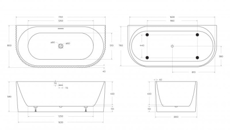Акриловая ванна BelBagno 170x80 BB713-1700-800