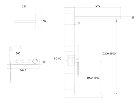 Душевой комплект Abber Rund AF8752G золото матовое