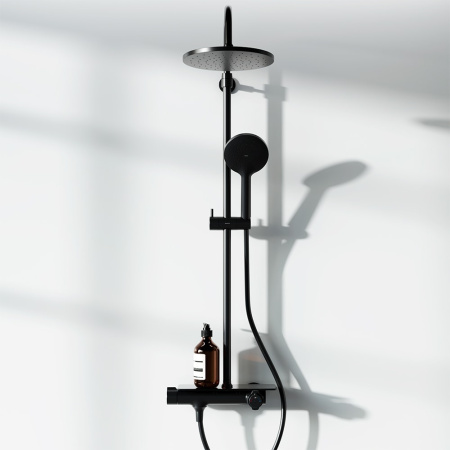 Душевая стойка Damixa Jupiter 977750300 с термостатом черная матовая