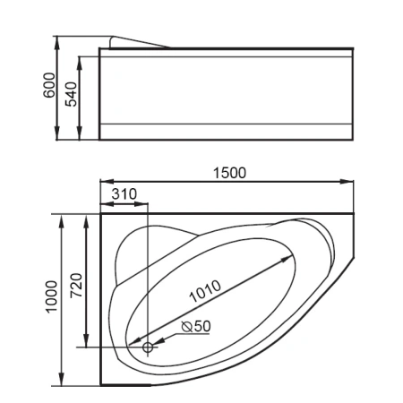 Акриловая гидромассажная ванна 150x100 см L Gemy G9009B L