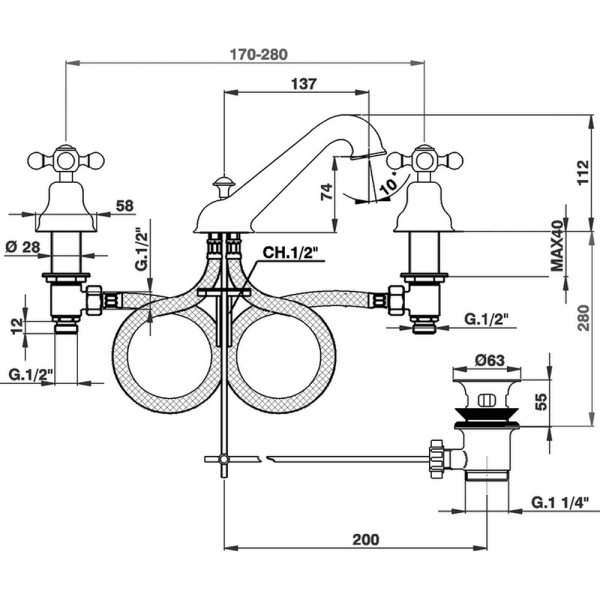 Смеситель для раковины Cisal Arcana Ceramic AC00102021