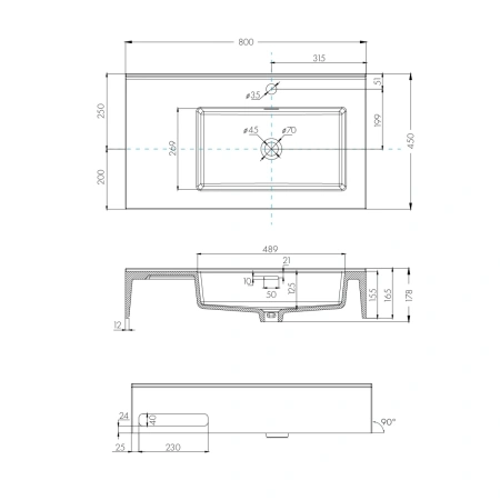 Раковина 80x45 см Акватон Квадро Про 1A734331QA01R