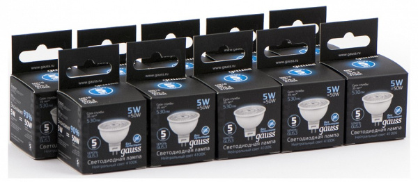 Лампа светодиодная Gauss GU5.3 5Вт 4100K 101505205