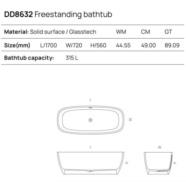 Отдельностоящая ванна Dea Design Soul 170х72х56 DD8632 1700 R1 sunset
