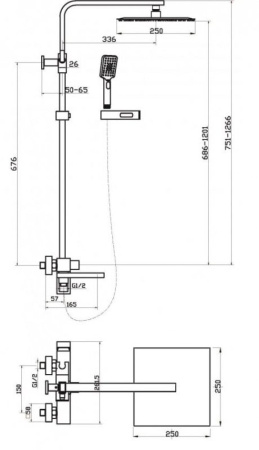 Душевая стойка BelBagno Luce LUC-VSCM-CRM со смесителем