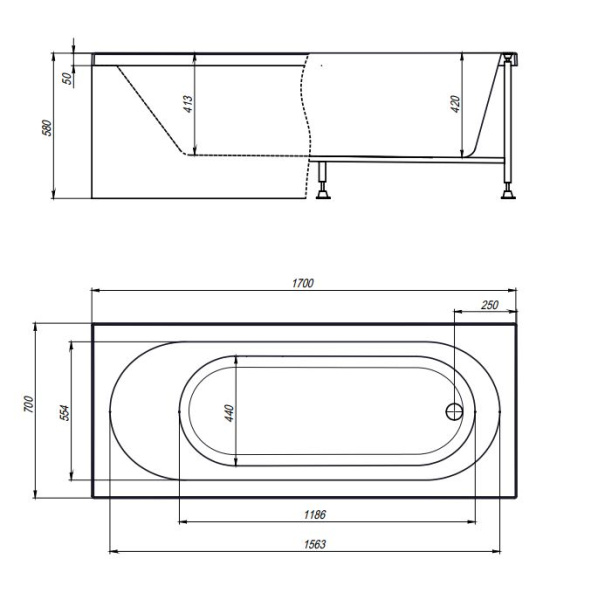 Акриловая ванна Timo Roha 170х70 ROHA1770 белый