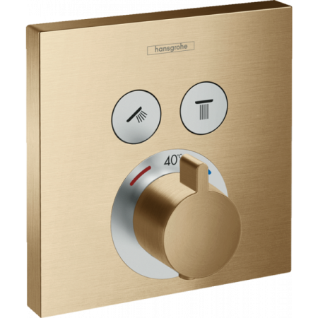 Смеситель для душа с термостатом hansgrohe ShowerSelect 15763140 скрытого монтажа для 2 потребителей шлифованная бронза