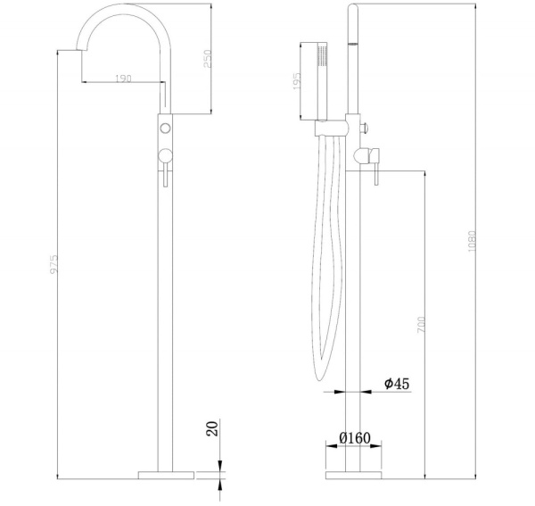 Напольный смеситель для ванны Abber Wasser Kreis AF8115N