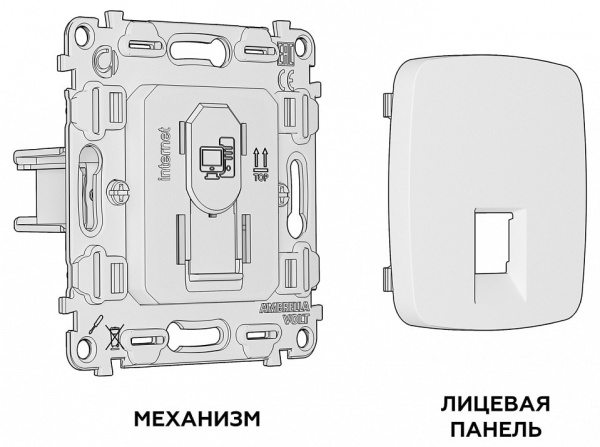 Розетка двойная Ethernet RJ-45 без рамки Ambrella Volt OMEGA MO112010