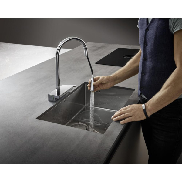 Смеситель для кухни hansgrohe Aquno Select M81 73837800 170 с вытяжным душем 3jet