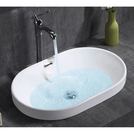 Раковина CeramaLux 5006C 60x39 см, встраиваемая сверху, белый