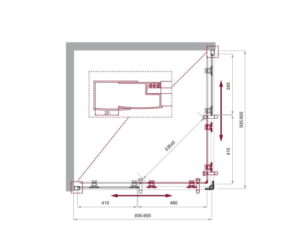 Душевой уголок BelBagno Uno-195 UNO-195-A-2-95-C-Cr