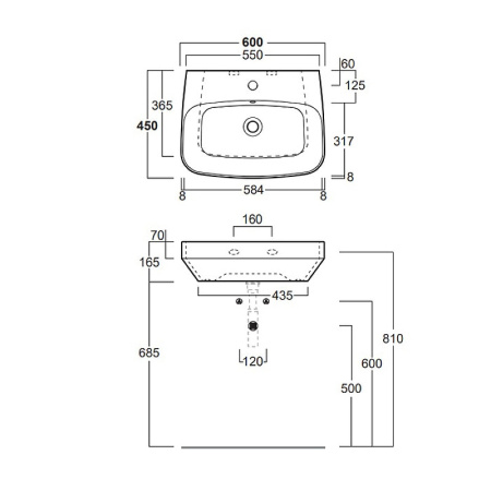 Раковина Simas Baden Baden 60 BB10bi*1