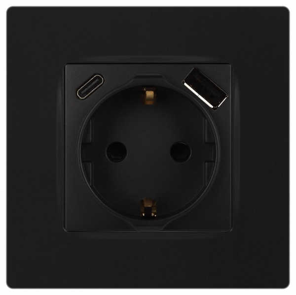 Розетка с заземлением и со шторкой и 2хUSB, без рамки Эра Эра 12 12-4108-05