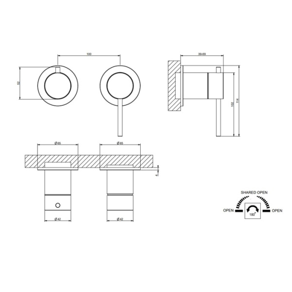 Смеситель для душа Gessi 316 54077#239 матовая сталь