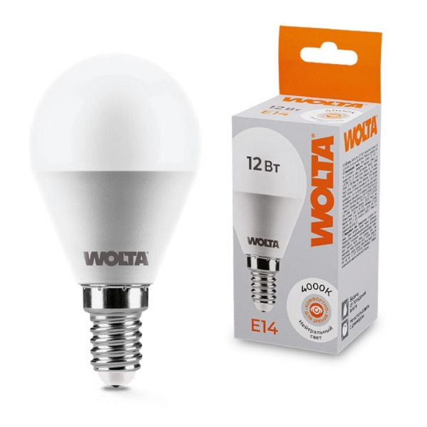 Лампа светодиодная Wolta E14 12Вт 4000K 25S45GL12E14