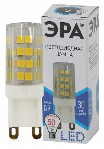 Лампа светодиодная Эра Стандарт G9 5Вт 4000K LED JCD-5W-CER-840-G9