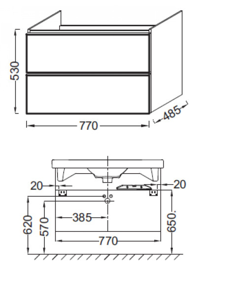 Тумба под раковину 75 см Jacob Delafon Odeon Up EB895-E19