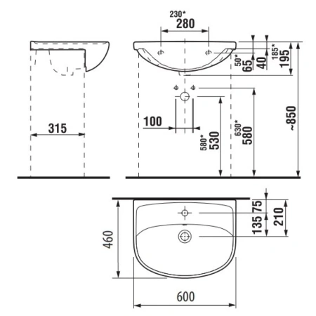 Раковина 60x46 см Jika Lyra Plus 8133830001041