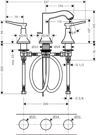 Смеситель для раковины hansgrohe Metropol Classic 31330000