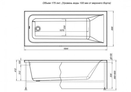 Акриловая ванна Aquanet Bright 165х70 229217 белый