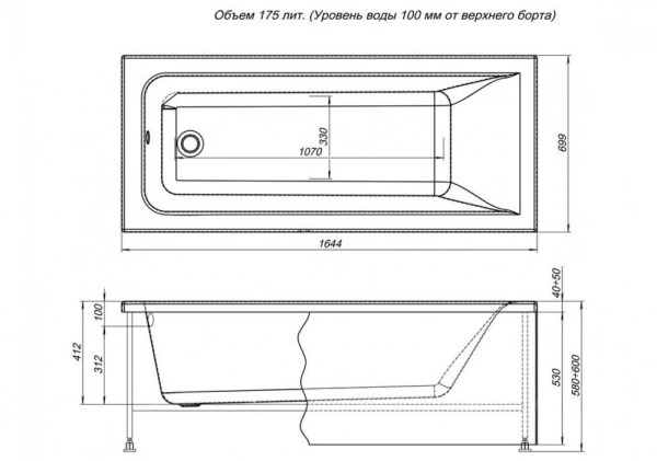 Акриловая ванна Aquanet Bright 165х70 229217 белый