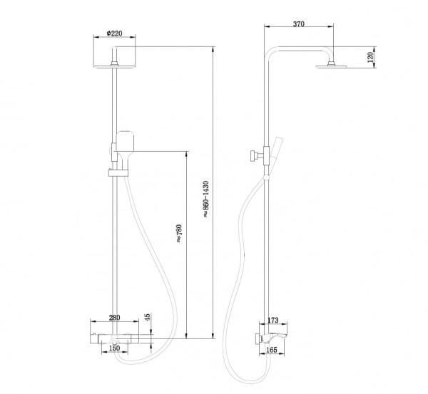Душевая стойка Abber Thermostat AF8516L с термостатом