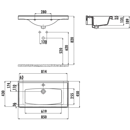 Раковина 85x45 см Creavit Sera TF185-00CB00E-0000
