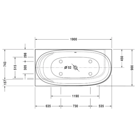 Акриловая ванна 190x90 см L Duravit Cape Cod 700362000000000