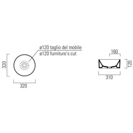 Раковина 32x32 см GSI Kube X 943505