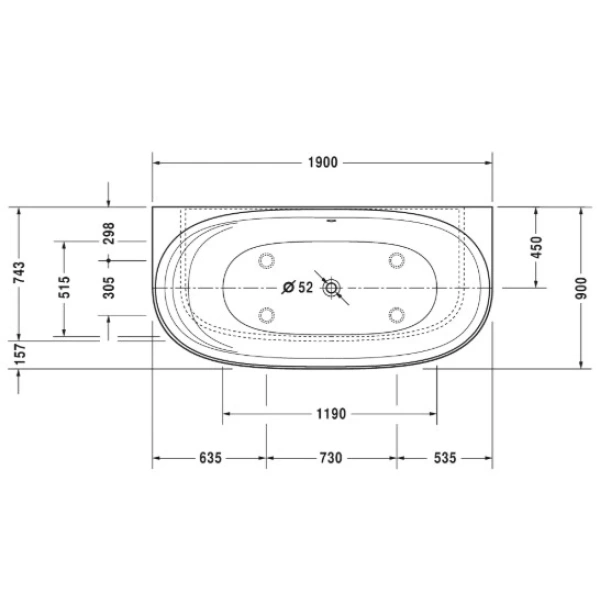 Акриловая ванна 190x90 см Duravit Cape Cod 700364000000000