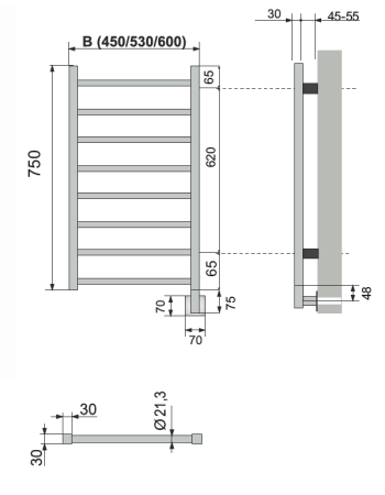 Полотенцесушитель электрический Neoinox ECO 750x600 POL хром