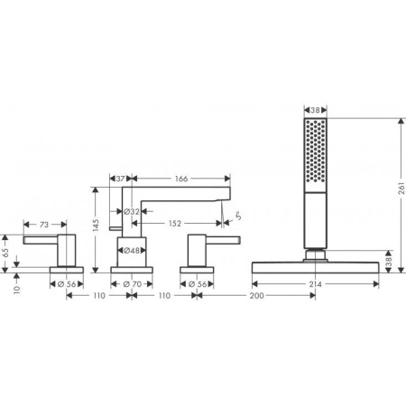 Смеситель для ванны hansgrohe Finoris 76444000 хром