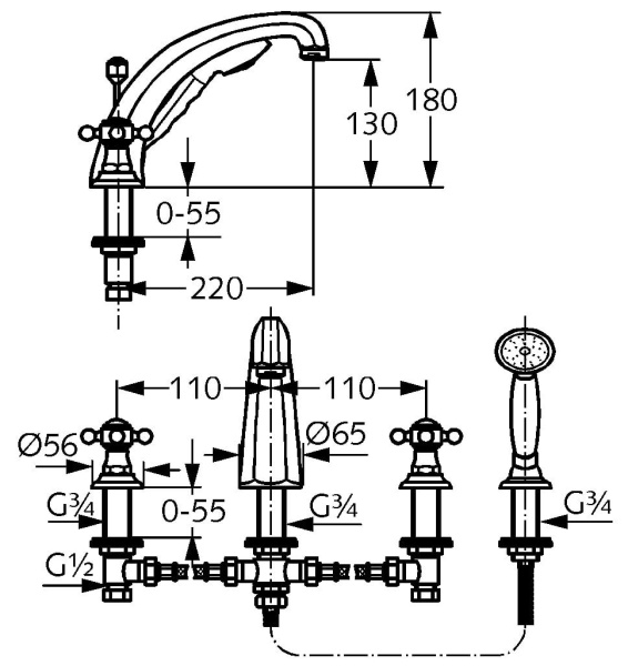 Смеситель для ванны Kludi Adlon 515244520