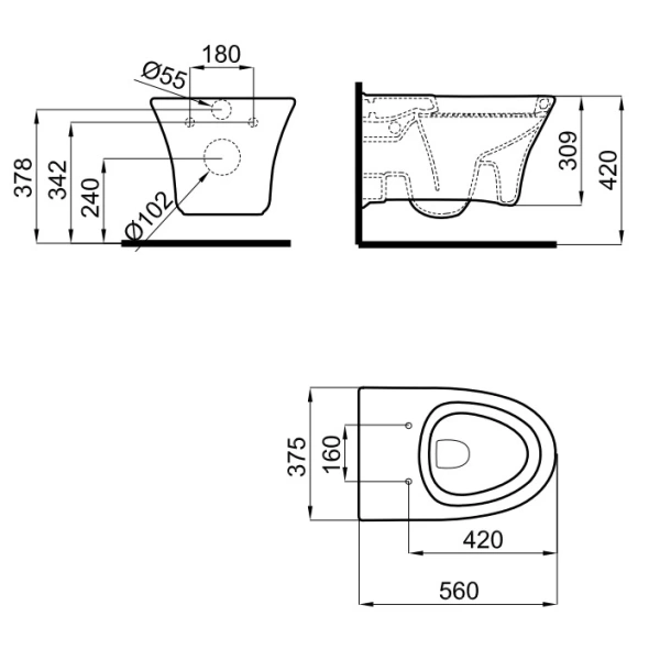 Унитаз подвесной Noken Hotels N399999901 белый
