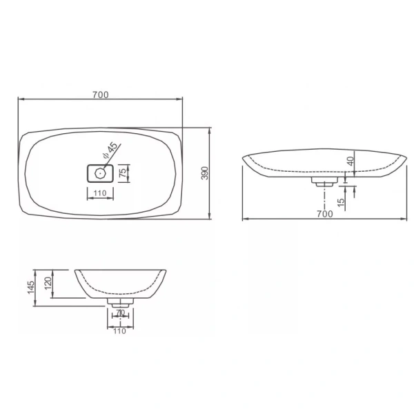 Раковина 70x39 см SSWW CL3156