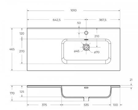 Раковина BelBagno 100 BB1000ETL-R