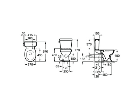Чаша напольного унитаза Roca Carmen 3420A7560 Rimless черный