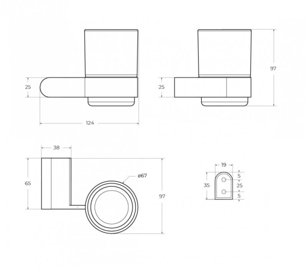 Стакан подвесной Cezares Stylus STYLUS-TUMS-BORO брашированное золото